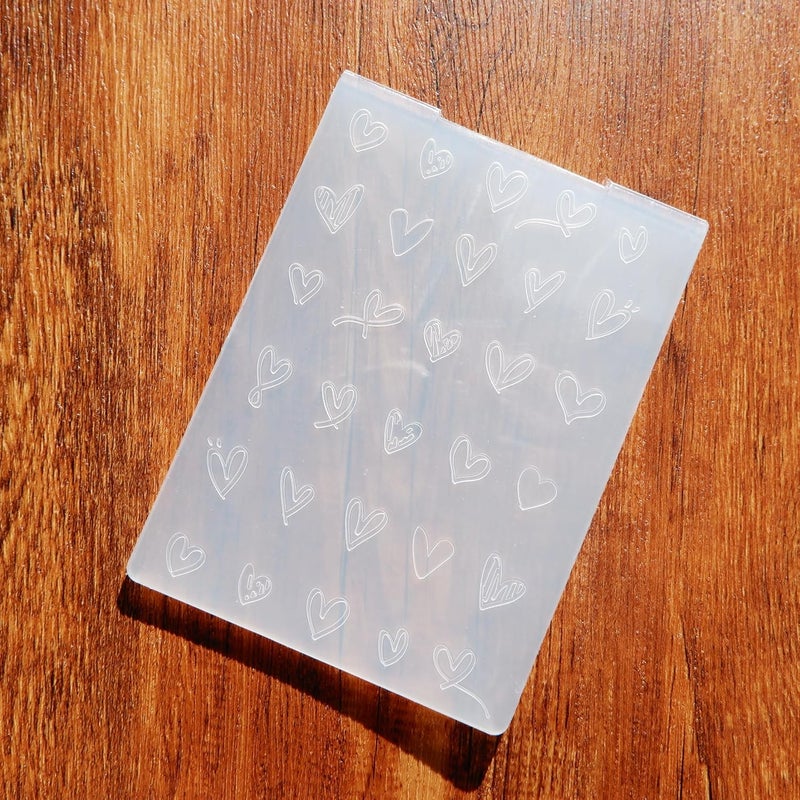Arbuya Heart Plastic Embossing Folders for Card Making Hearts Background Embossing Folder for Scrapbooking Pages Paper Crafting Clay Decoration - Image 5